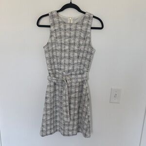 Taylor Black and White Plaid Tweed Like Belted Mini Dress - Size 4